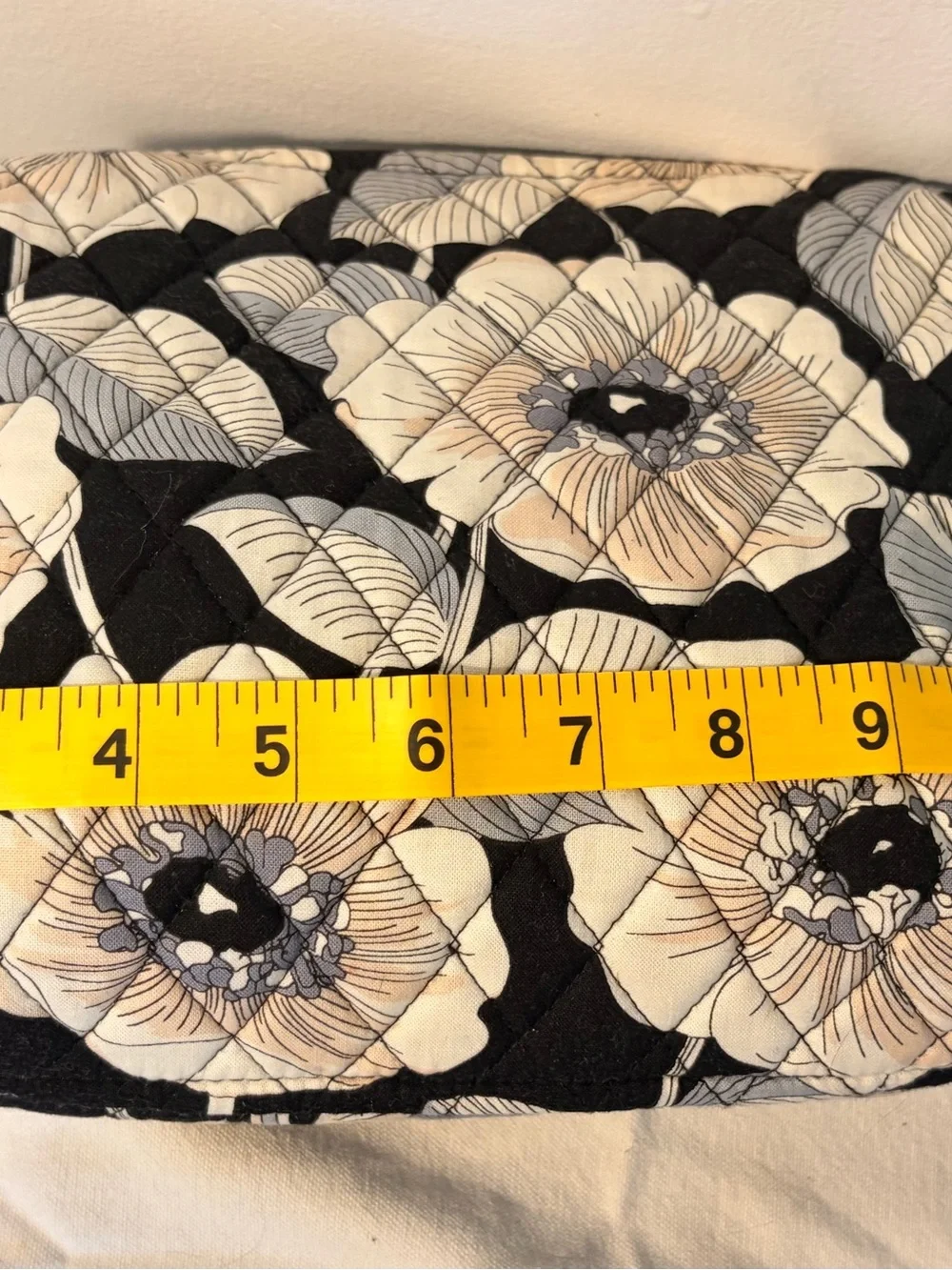 Vera Bradley Black, Cream & Gray Floral Quilted Cosmetic Pouch